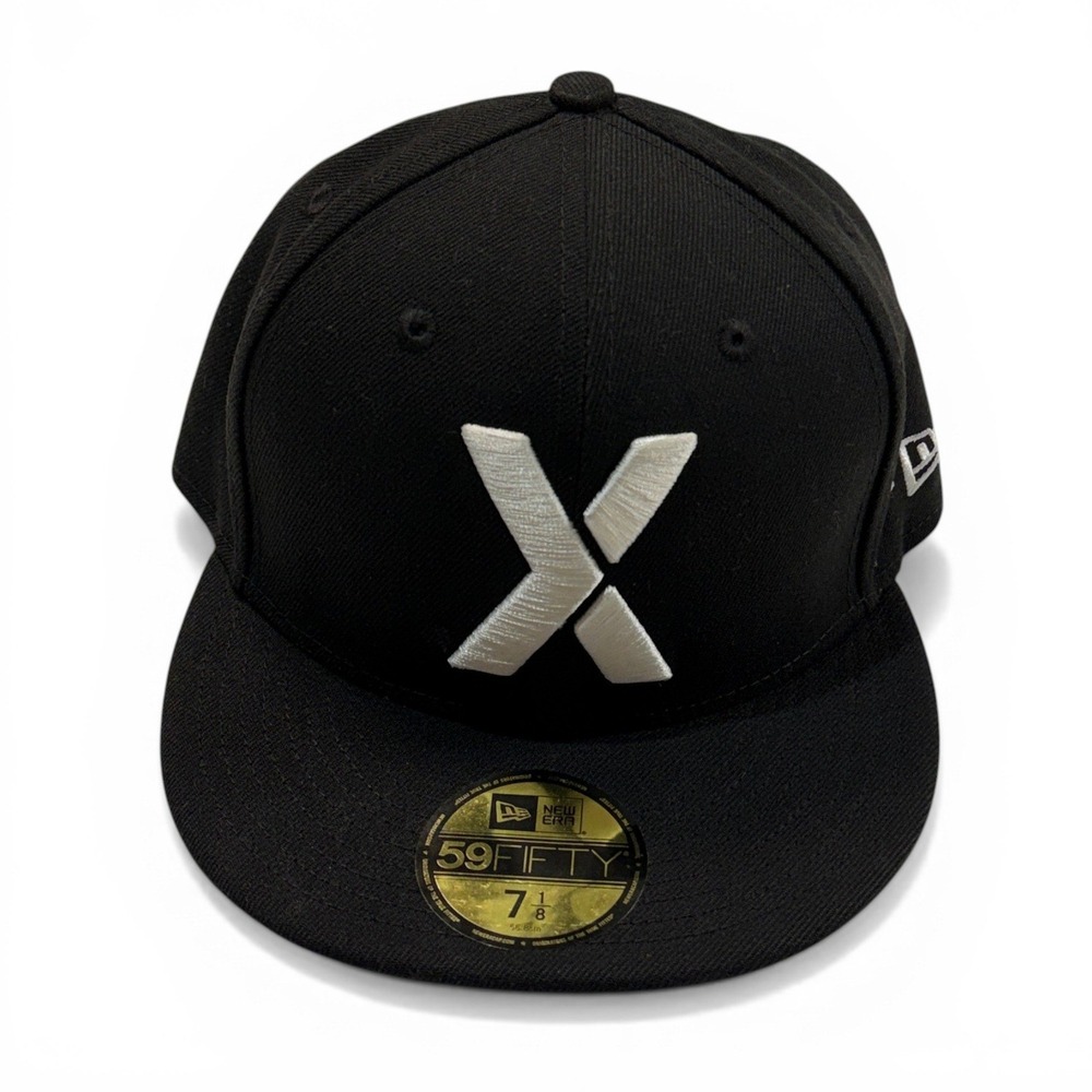 New Era 59FIFTY Lids x IDK Fitted Hat Black White X Logo Size 7 1/8 New